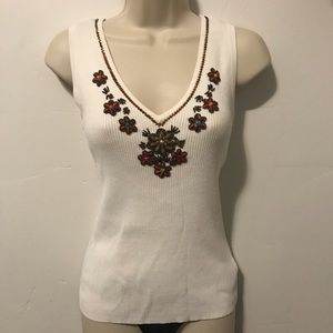Vintage Belldini beaded ribbed floral tank top